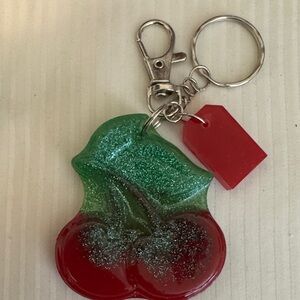 (SOLD OUT) Cherry Keychain with Red and Green Accents